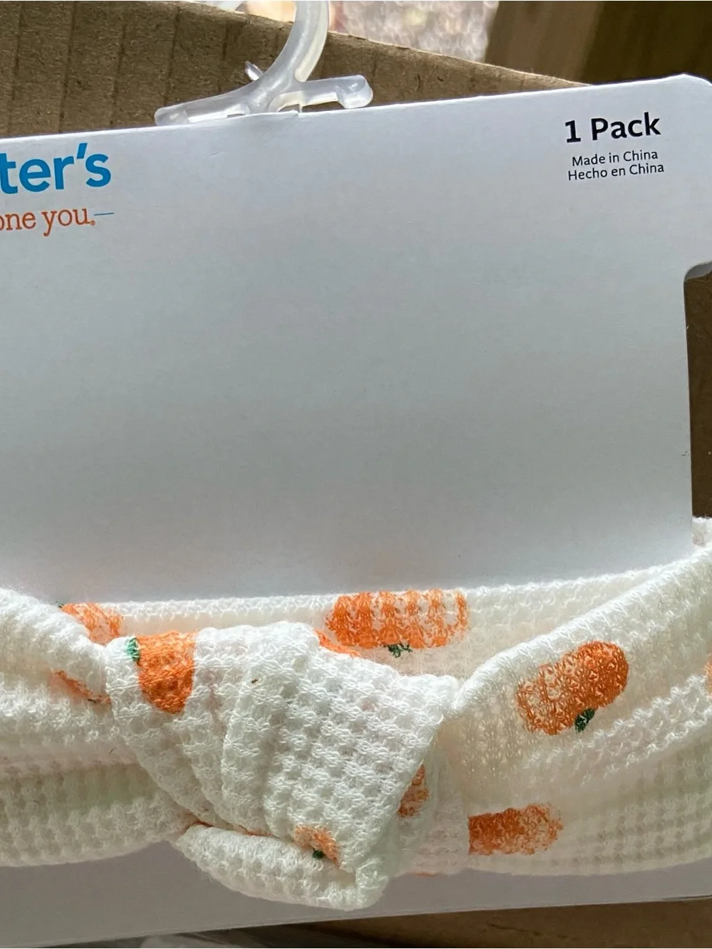 Carter's White Headband with Orange Carrot Print